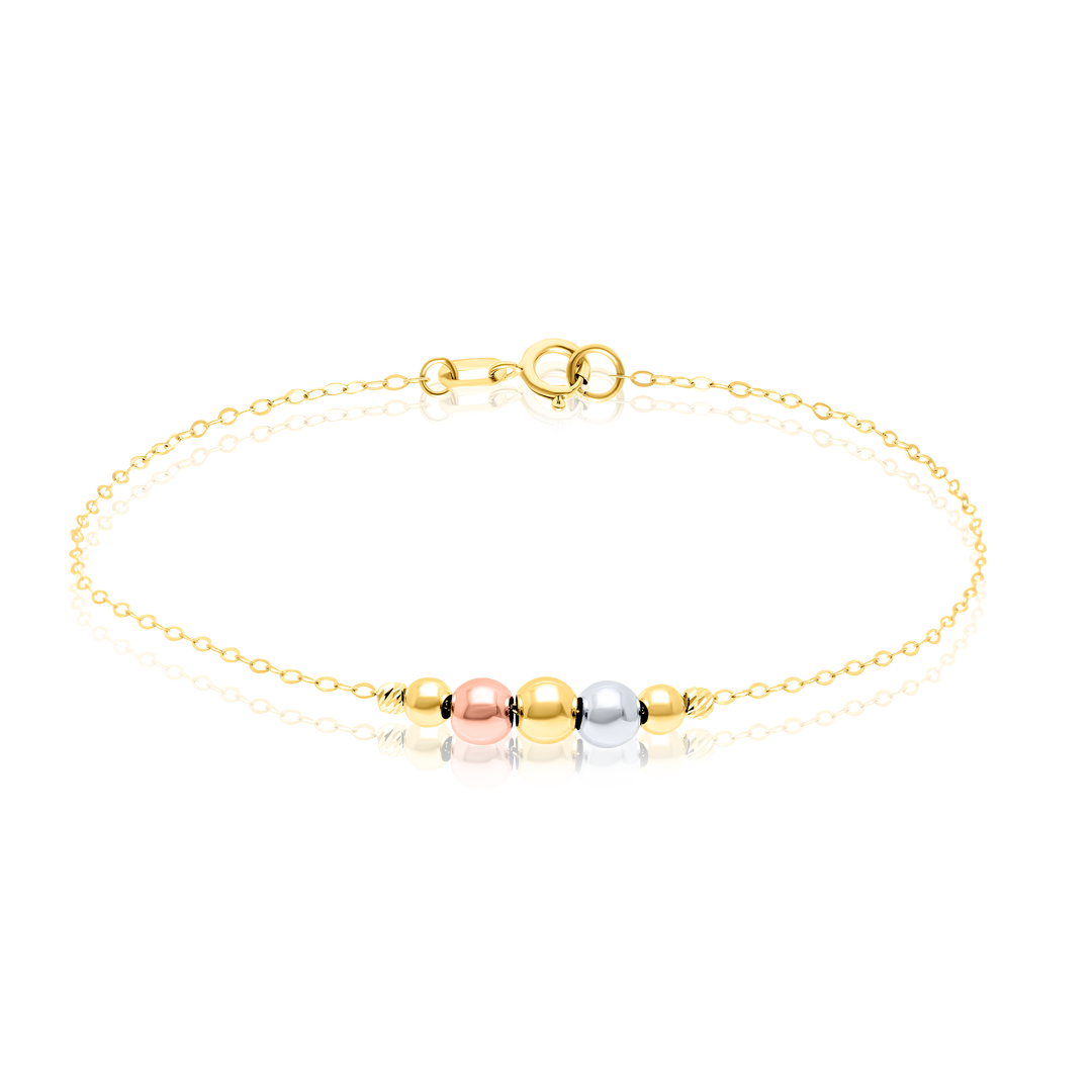 18K Real Gold 3 Color Seed Bracelet