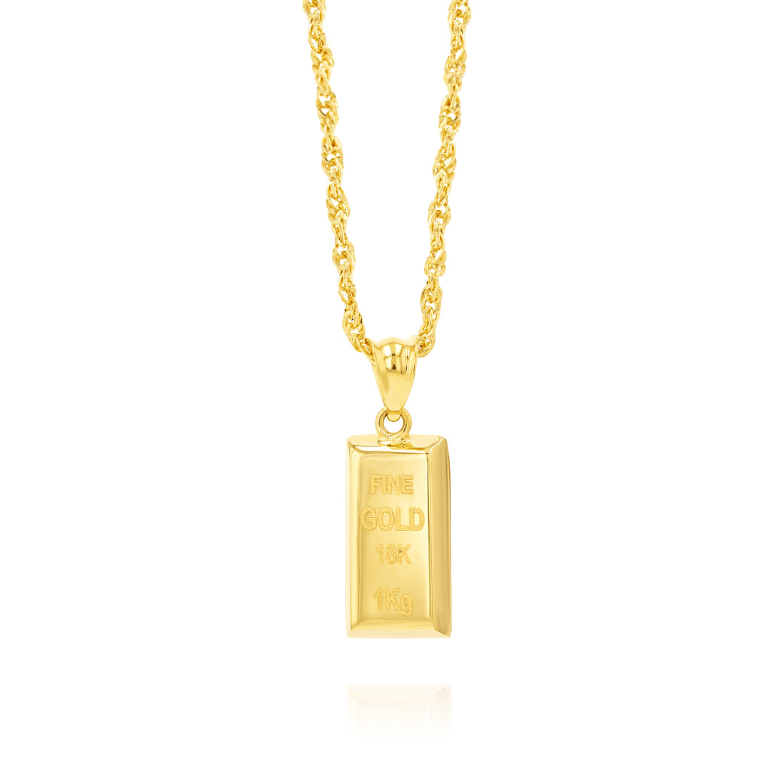 18K Real Gold Bar Necklace