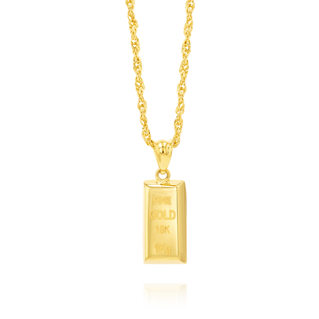 18K Real Gold Bar Necklace