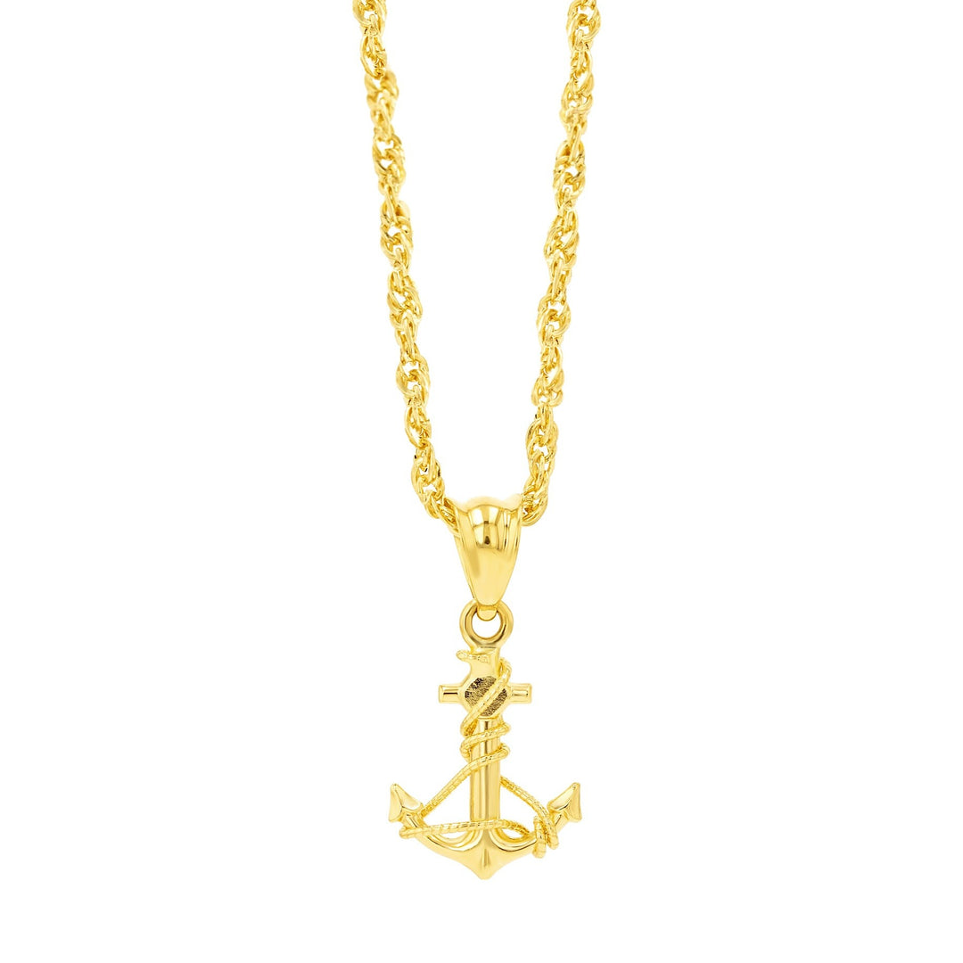 18K Real Gold Anchor Necklace
