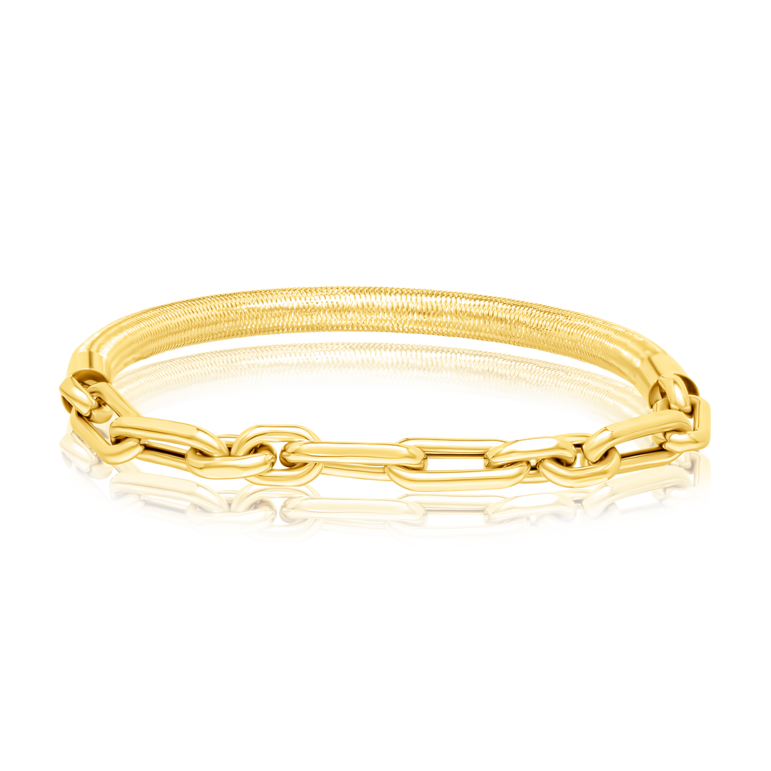 18K Real Gold Elastic Linked Bangle