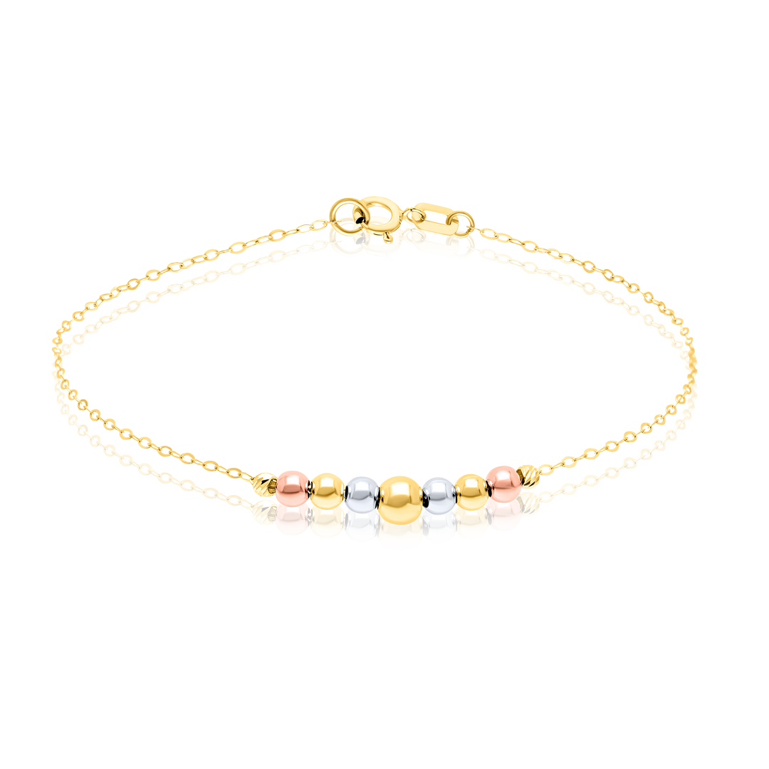 18K Real Gold 3 Color Seed Bracelet