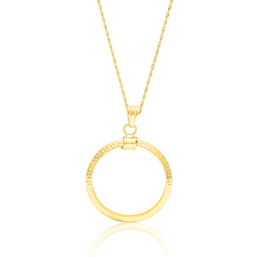 18K Real Gold Round Necklace