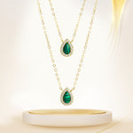 Load image into Gallery viewer, 18K Real Gold 2 Layer Green Stone Necklace

