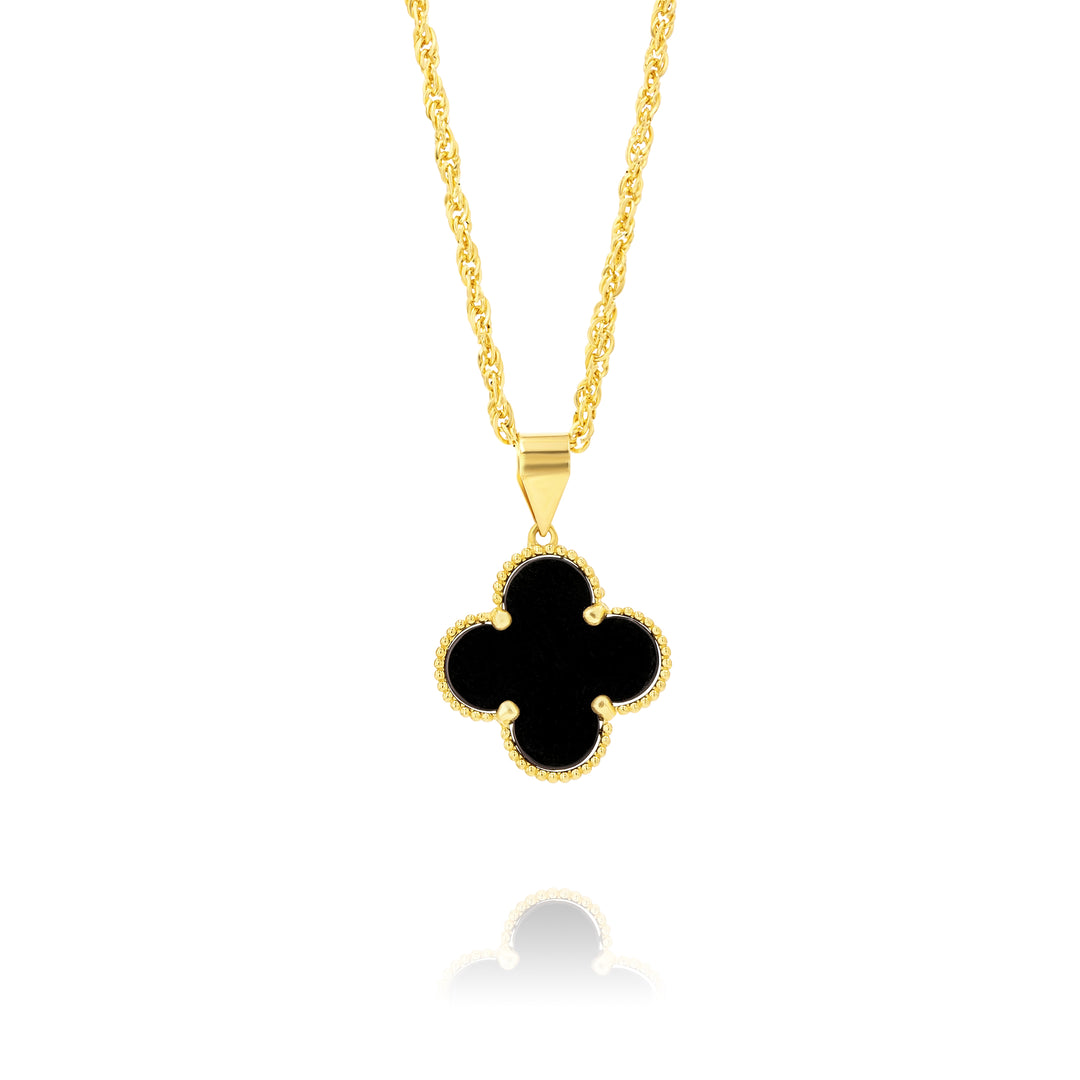 18K Real Gold V.C Black Necklace