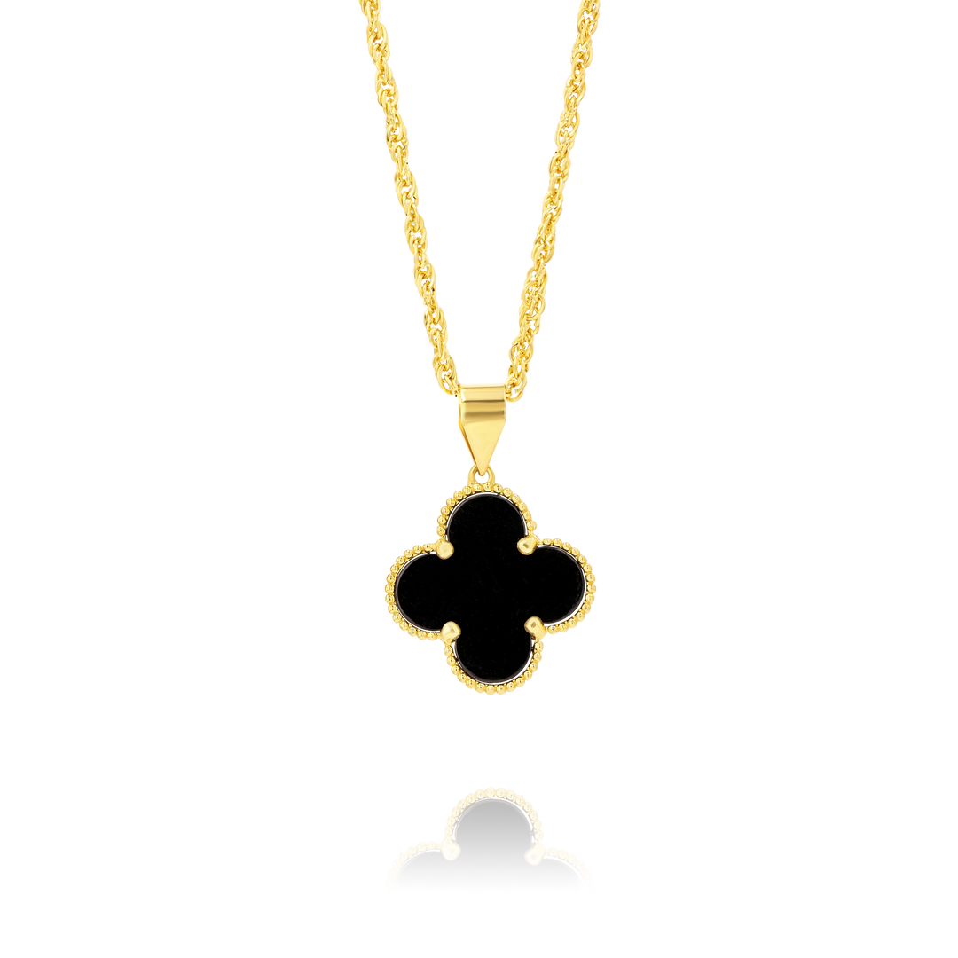 18K Real Gold V.C Black Necklace