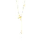 18K Real Gold Stone Cross Necklace