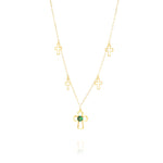 Load image into Gallery viewer, 18K Real Gold Green Stone Cross Necklace
