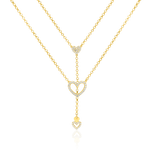 Load image into Gallery viewer, 18K Real Gold 2 Layer Hanging Heart Stone Necklace
