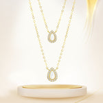 Load image into Gallery viewer, 18K Real Gold 2 Layer White Stone Necklace
