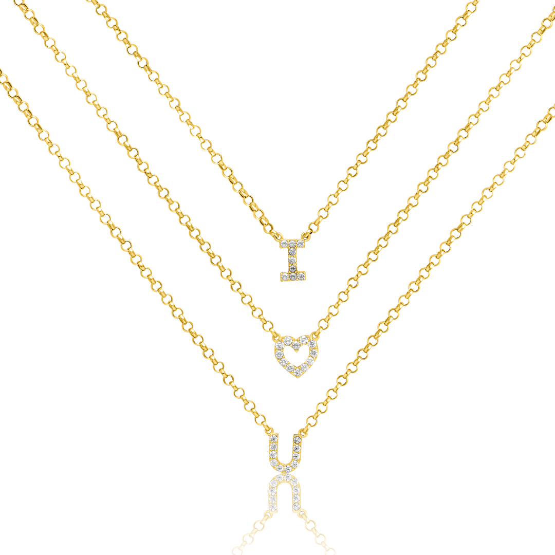 18K Real Gold 3 Layer I LOVE U Necklace