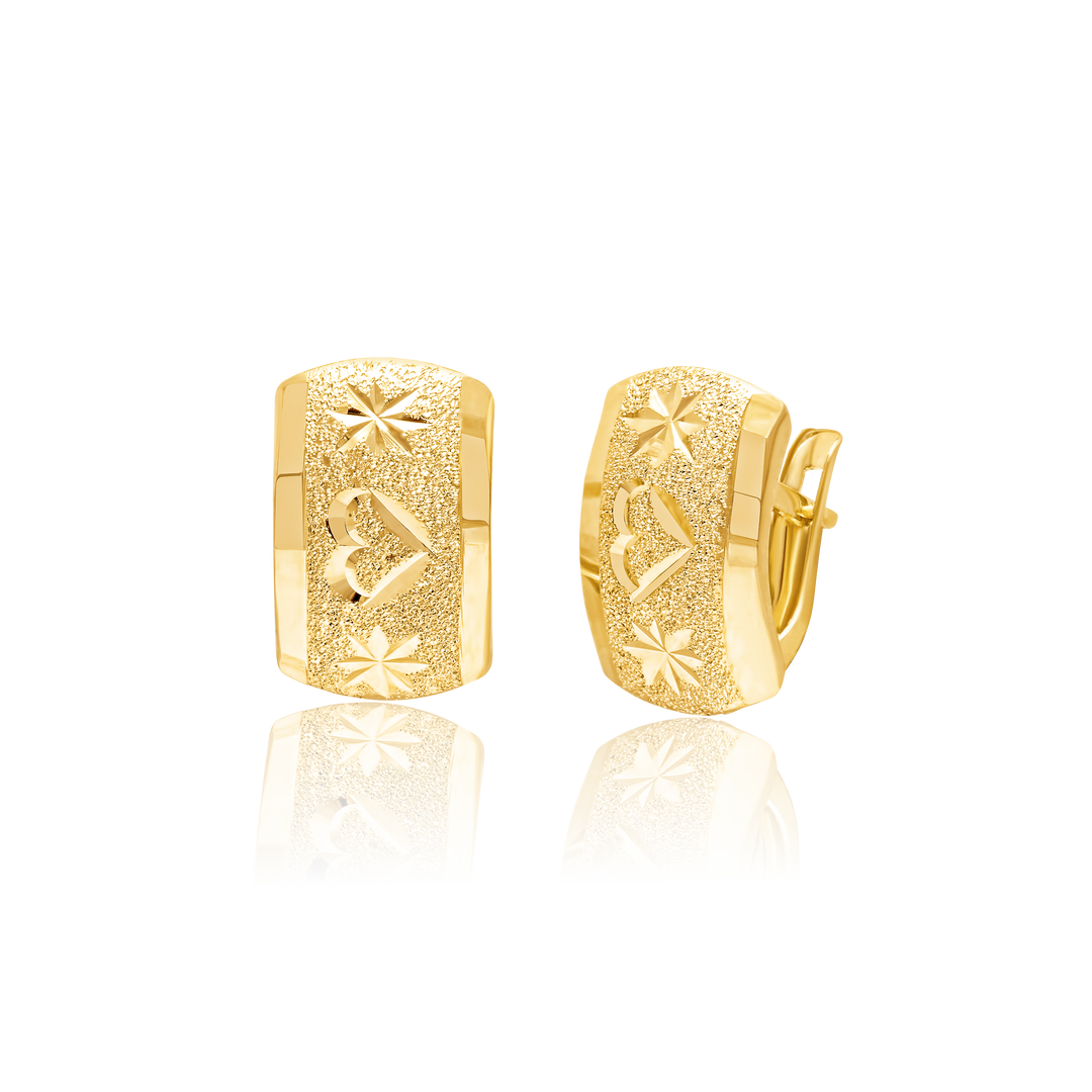 18K Real Gold Curved Clip Earring Set