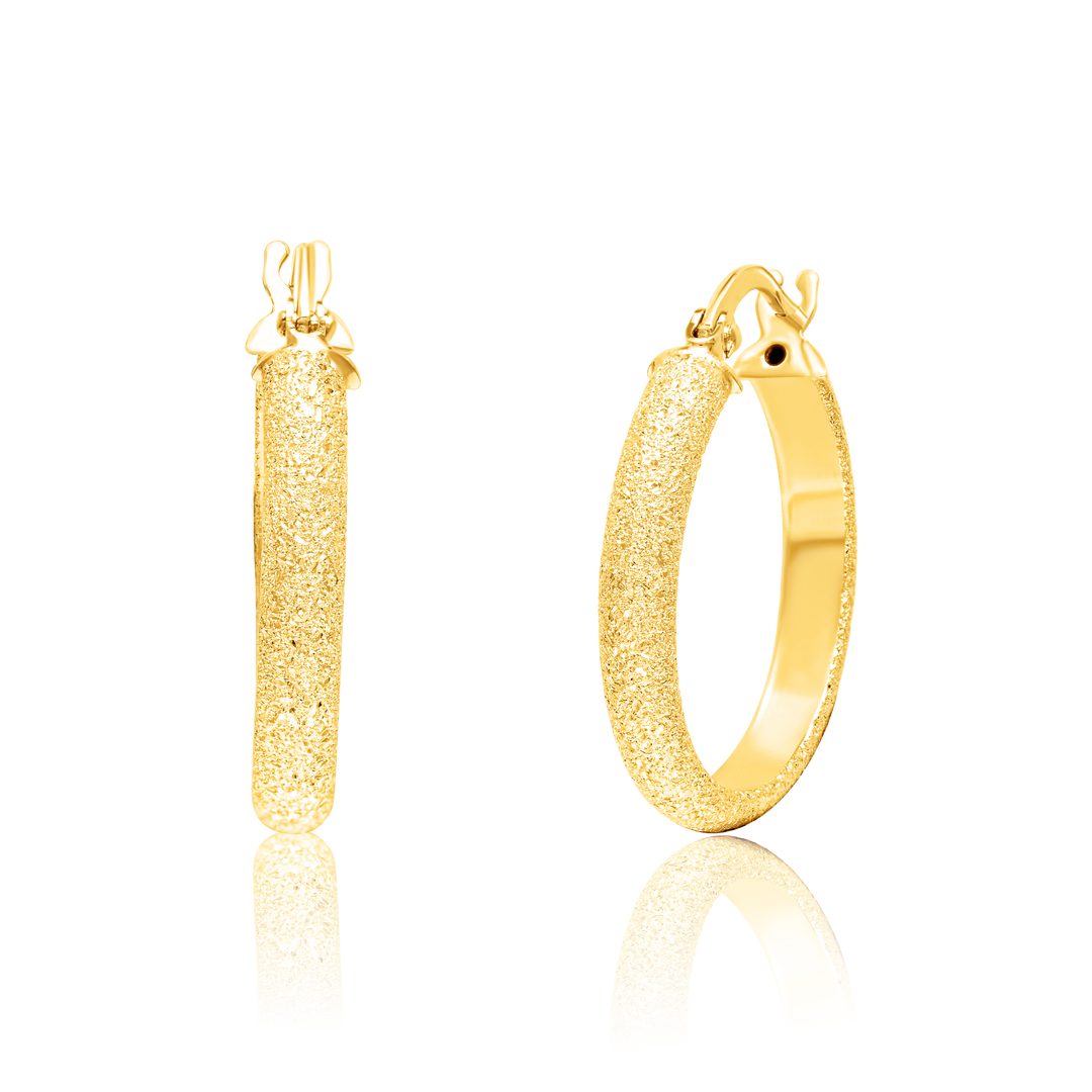 18K Real Gold Round Earring Set
