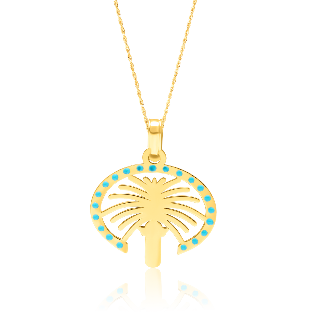 18K Real Gold Palm Tree Necklace