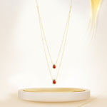 Load image into Gallery viewer, 18K Real Gold 2 Layer Red Stone Necklace
