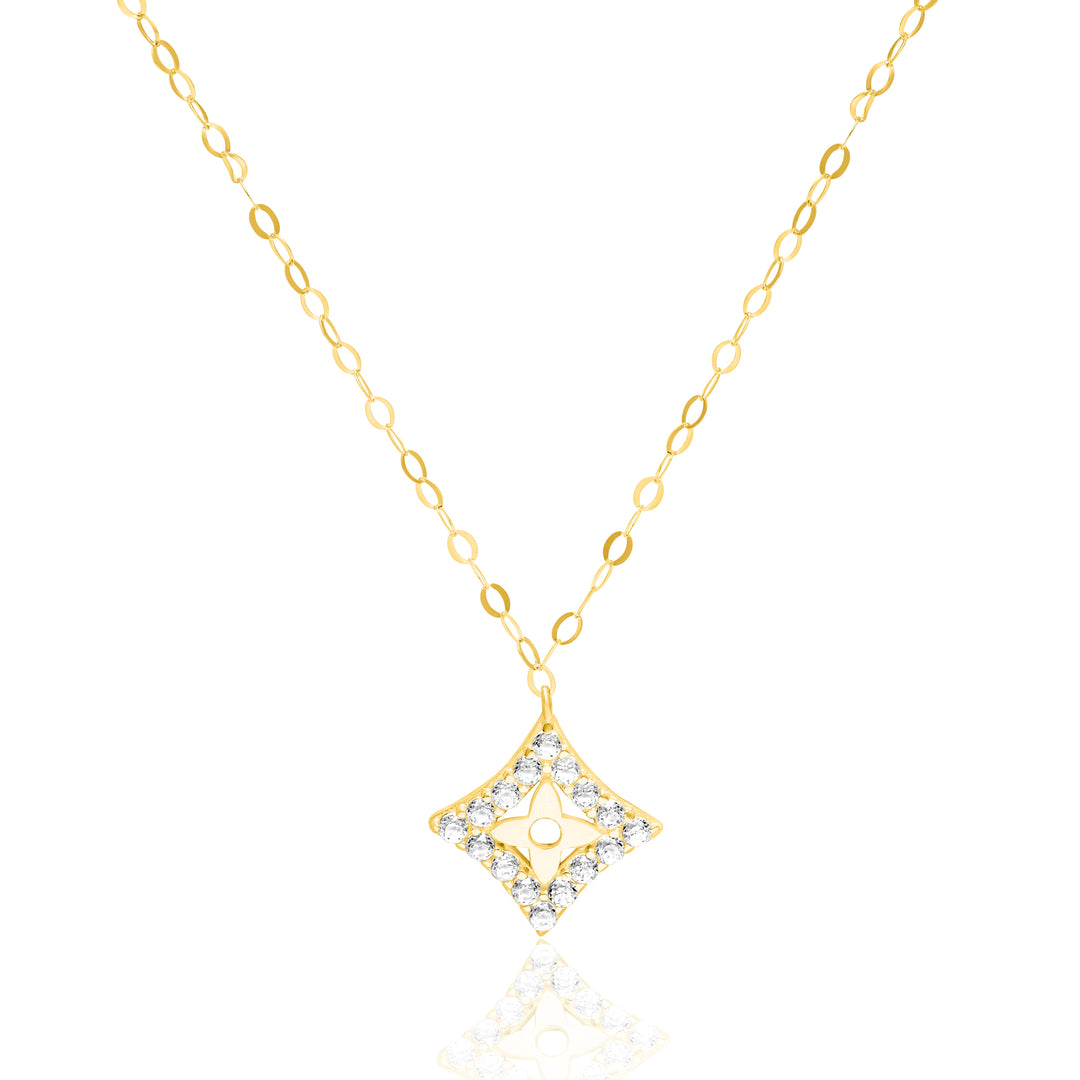 18K Real Gold Stone Star Necklace