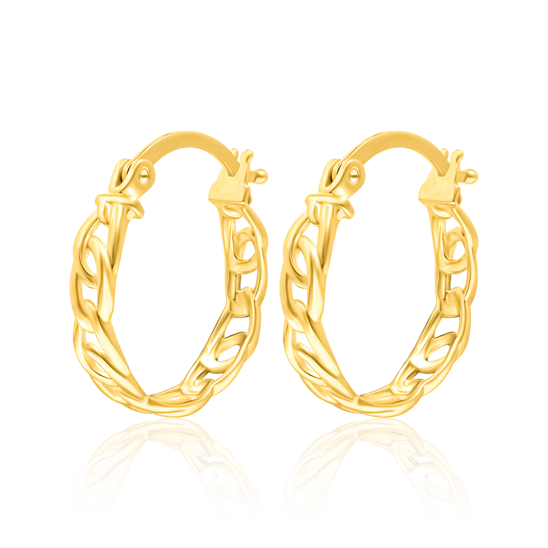 18K Real Gold Round Earring Set