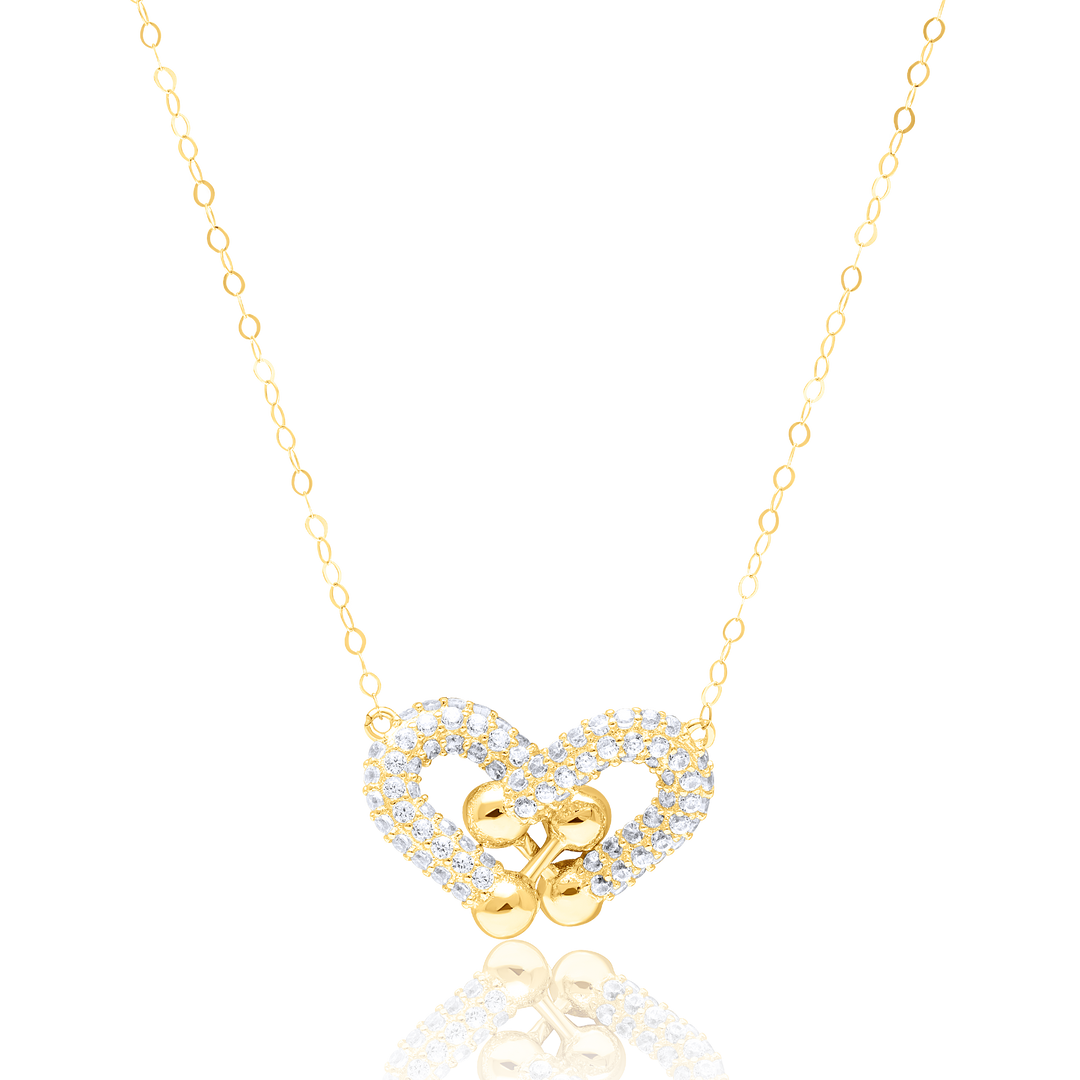 18K Real Gold U-Linked Stone Necklace