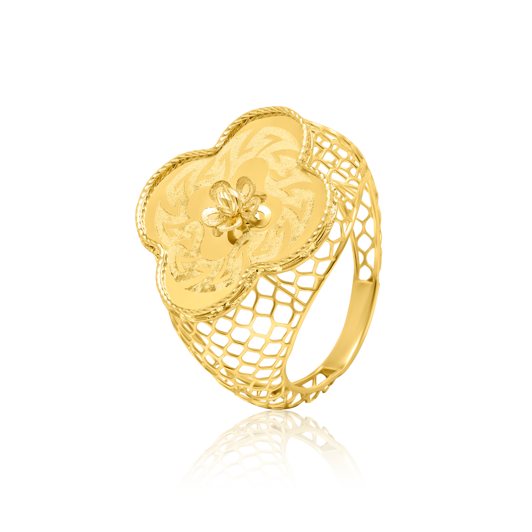 21K Real Gold Flower Ring