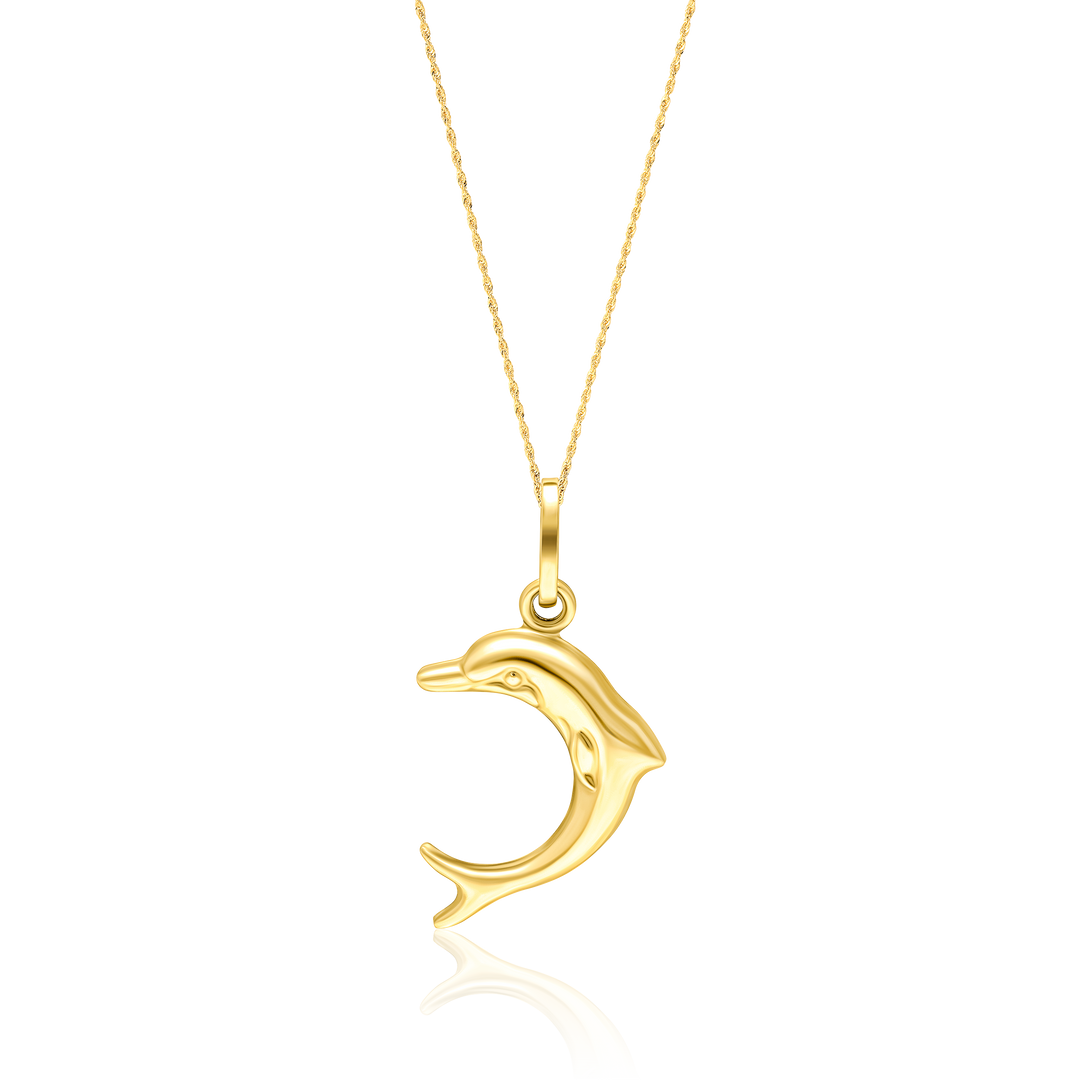 18K Real Gold Dolphin Necklace
