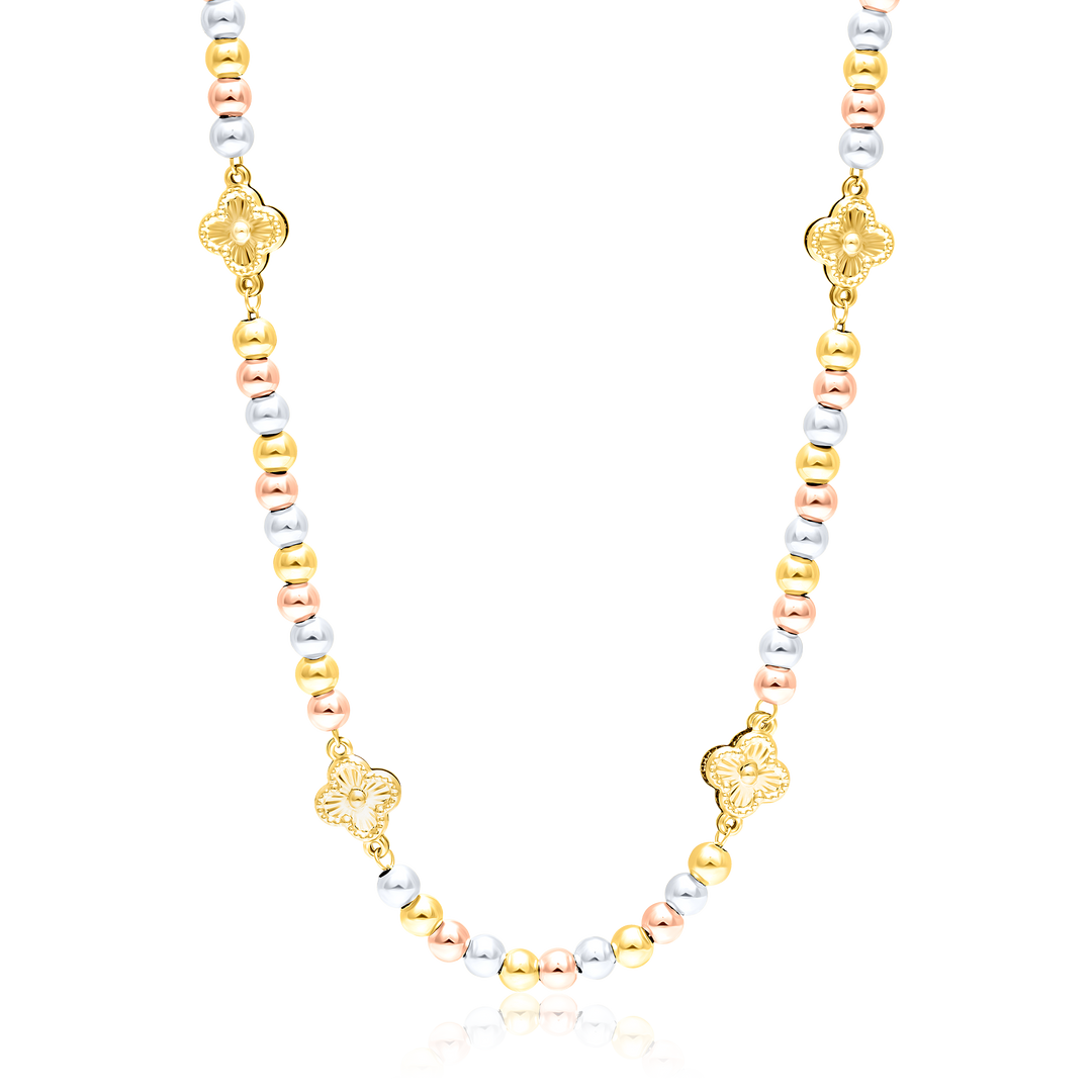 18K Real Gold 3 Color Seed Flower Chain
