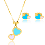 Load image into Gallery viewer, 21K Real Gold Skyblue Hearts Jewelry Set

