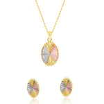 Load image into Gallery viewer, 18K Real Gold 3 Color Oval Jewelry Set
