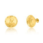 Load image into Gallery viewer, 18K Real Gold Round Letter B Screw Earring Set
