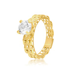 Load image into Gallery viewer, 18K Real Gold Round Stone Ring
