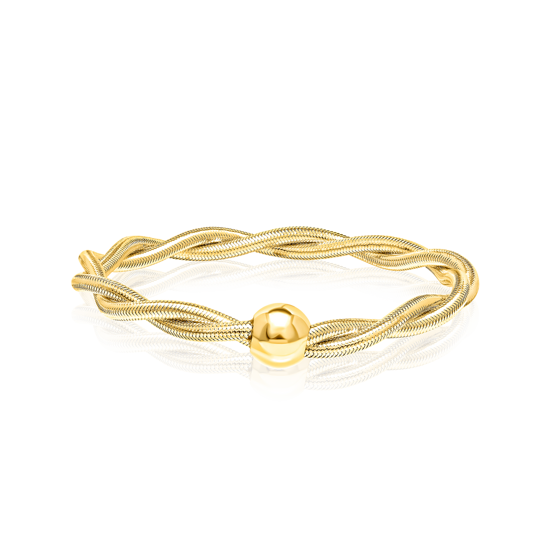 18K Real Gold 2 Layer Twisted Seed Bangle