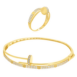 Load image into Gallery viewer, 18K Real Gold Elegant Stone Bangle &amp; Ring