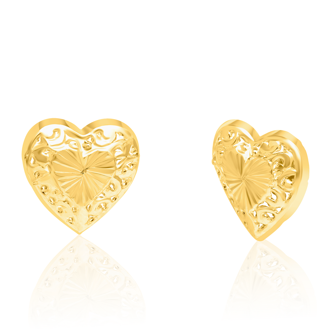 18K Real Gold Heart Screw Earrings