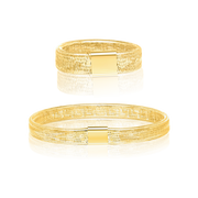 18K Real Gold Elastic Bangle & Ring Set