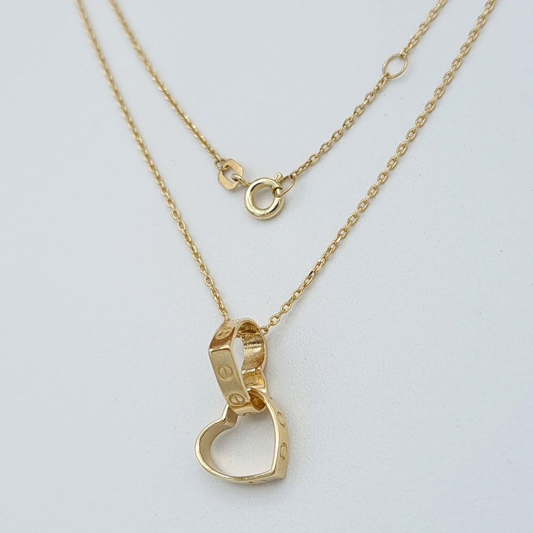 18K Real Gold Double Heart Necklace
