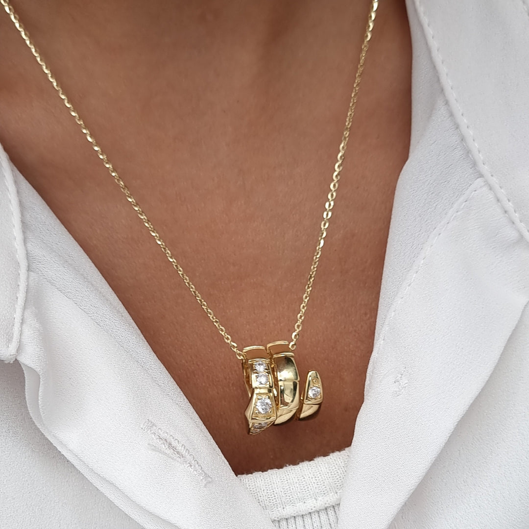 18K Real Gold Elegant Stone Necklace