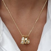 18K Real Gold Elegant Stone Necklace