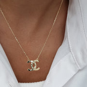 18K Real Gold Elegant C.H Stone Necklace