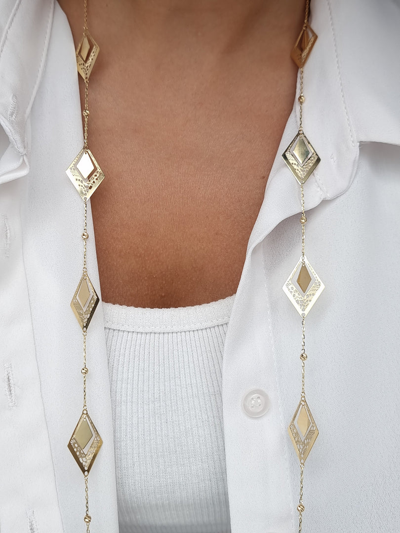 18K Real Gold Long Necklace