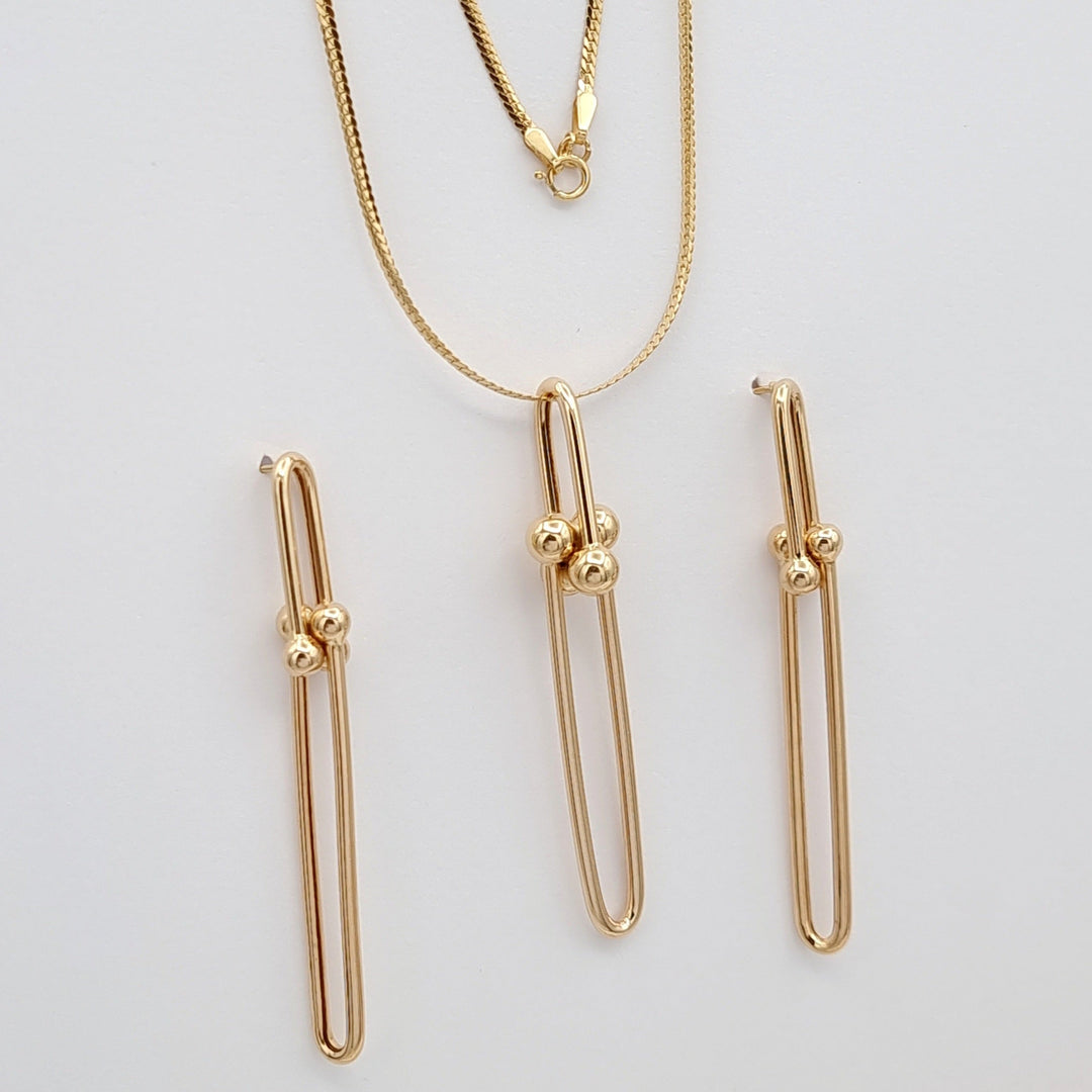 18K Real Gold U-Link Jewelry Set