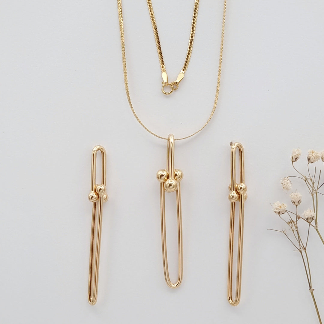 18K Real Gold U-Link Jewelry Set