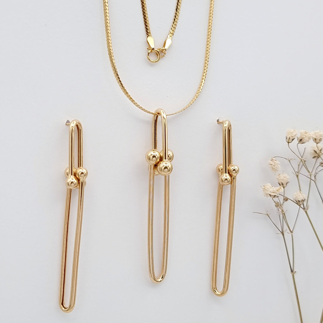 18K Real Gold U-Link Jewelry Set