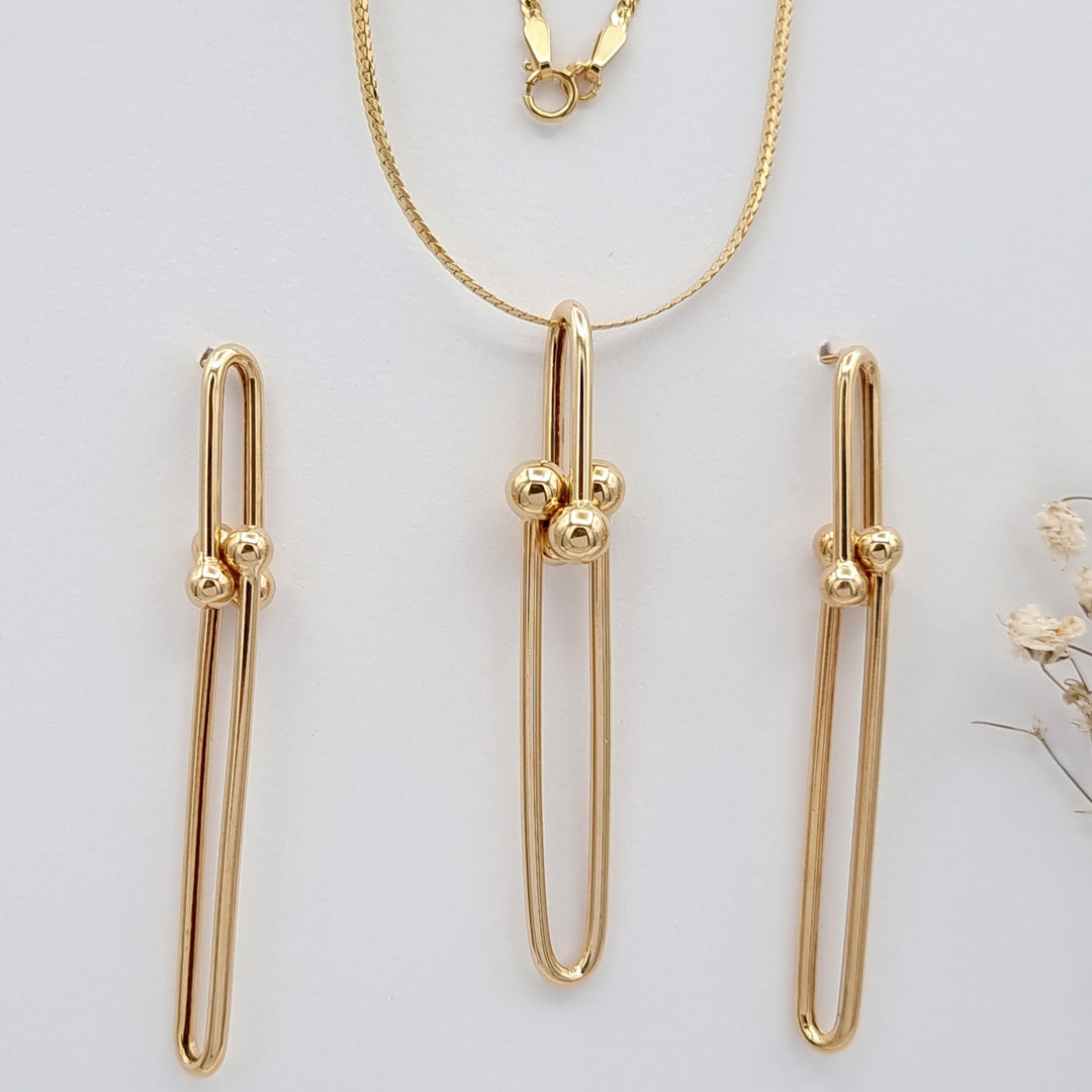 18K Real Gold U-Link Jewelry Set