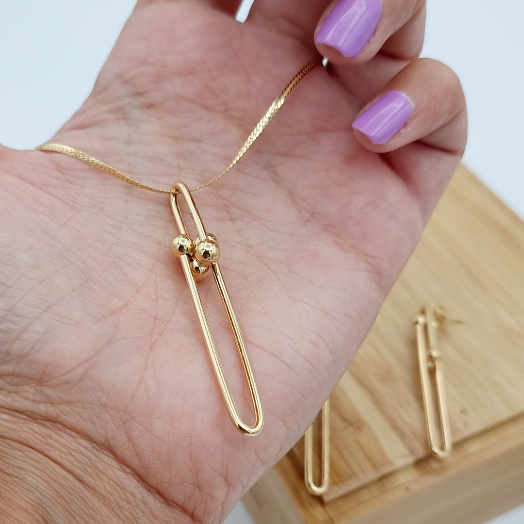 18K Real Gold U-Link Jewelry Set