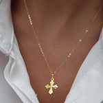 Load image into Gallery viewer, 18K Real Gold Cross Necklace
