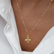 18K Real Gold Cross Necklace