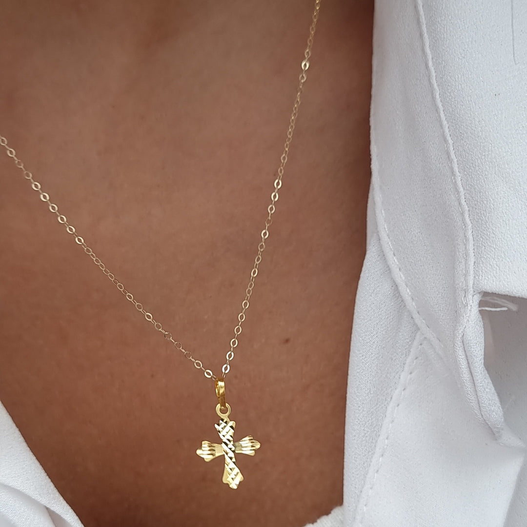 18K Real Gold Cross Necklace