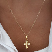 18K Real Gold Cross Necklace
