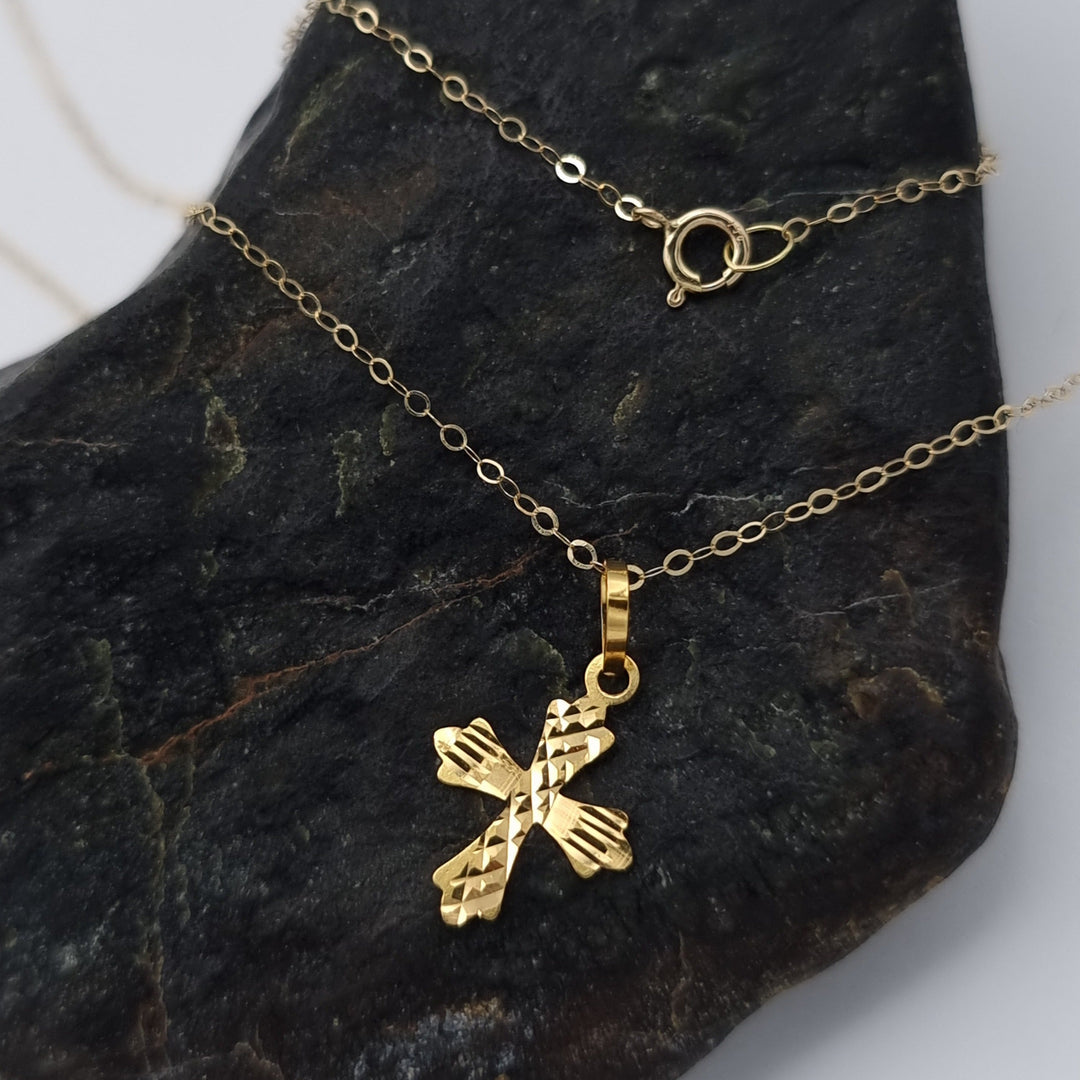 18K Real Gold Cross Necklace