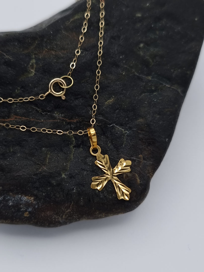 18K Real Gold Cross Necklace