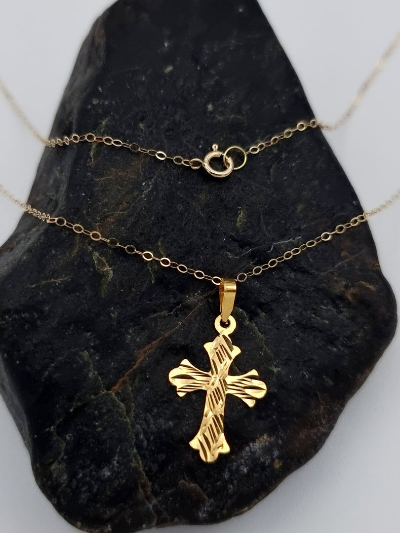 18K Real Gold Cross Necklace